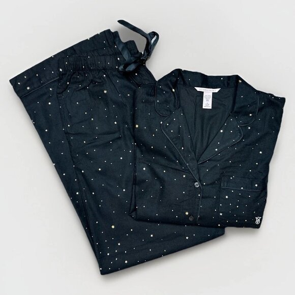 NWOT - Victoria's Secret Flannel Long Pajama Set - Celestial - Medium - Cozy Up - Picture 4 of 14